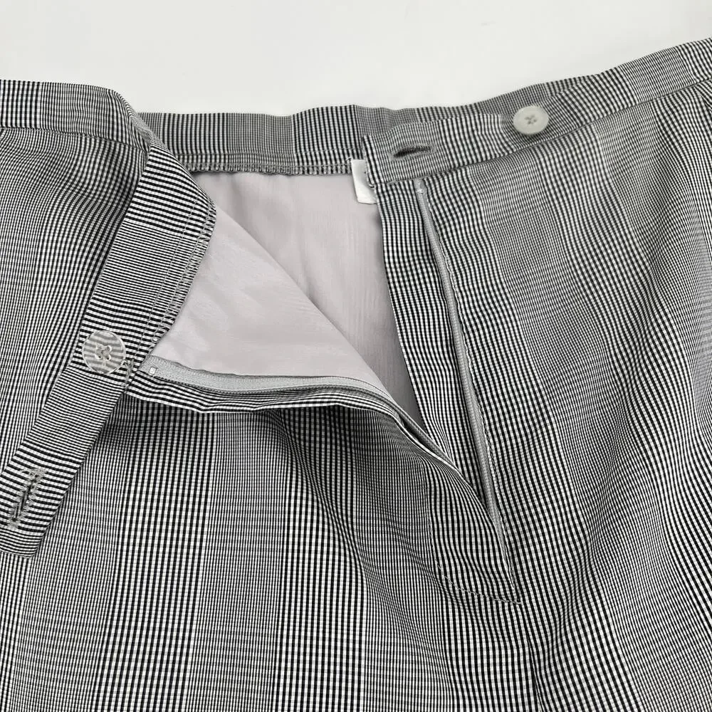 Vtg Tamotsu Women Trouser Pants Cotton Silk Blend 18W Black White Glen Plaid NEW